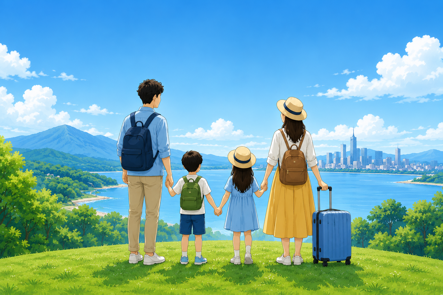 家族旅行のイラスト