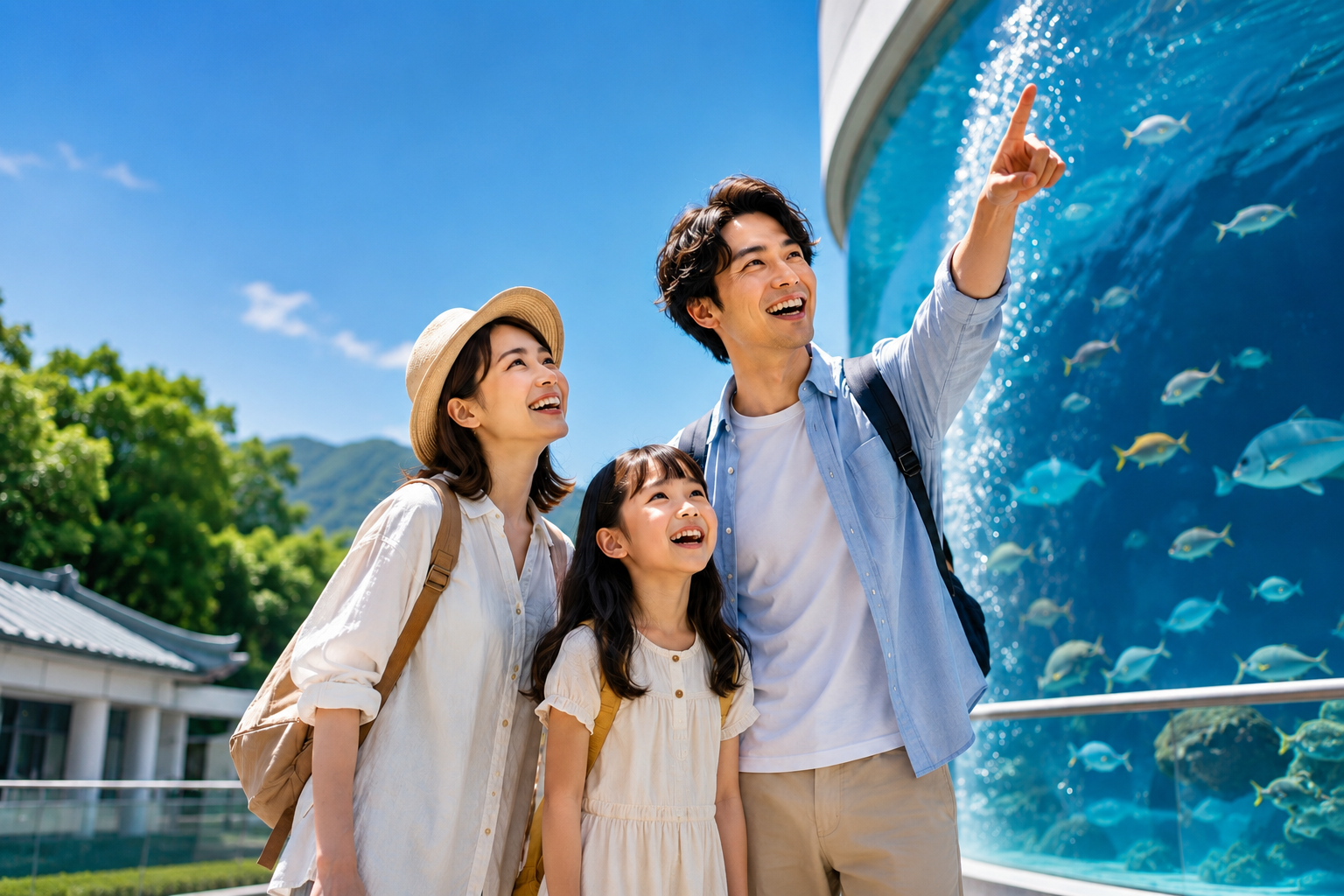 子連れ旅行を楽しむ家族